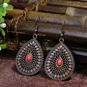 Coral Bohemian Style Earrings